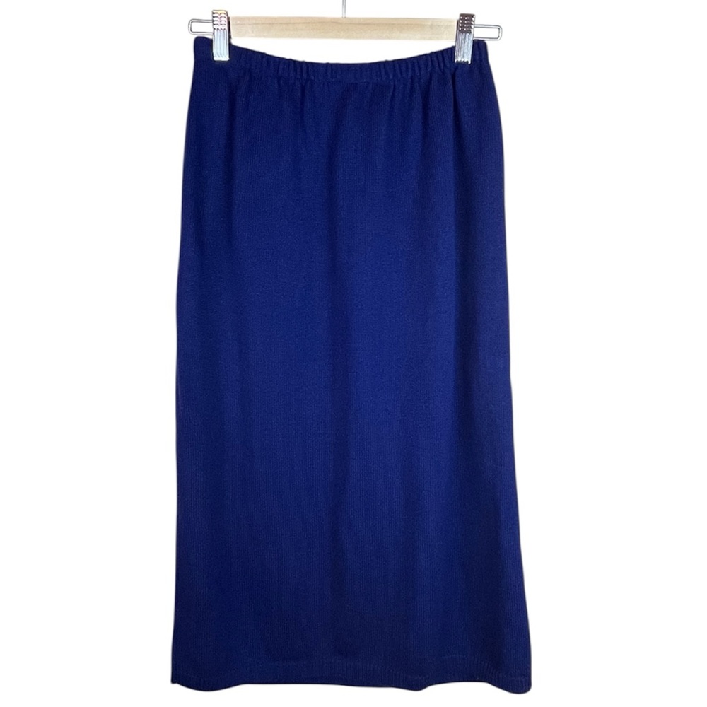 Vintage Dark Royal Blue Knit Midi Column Skirt | Union Made USA | Size 10